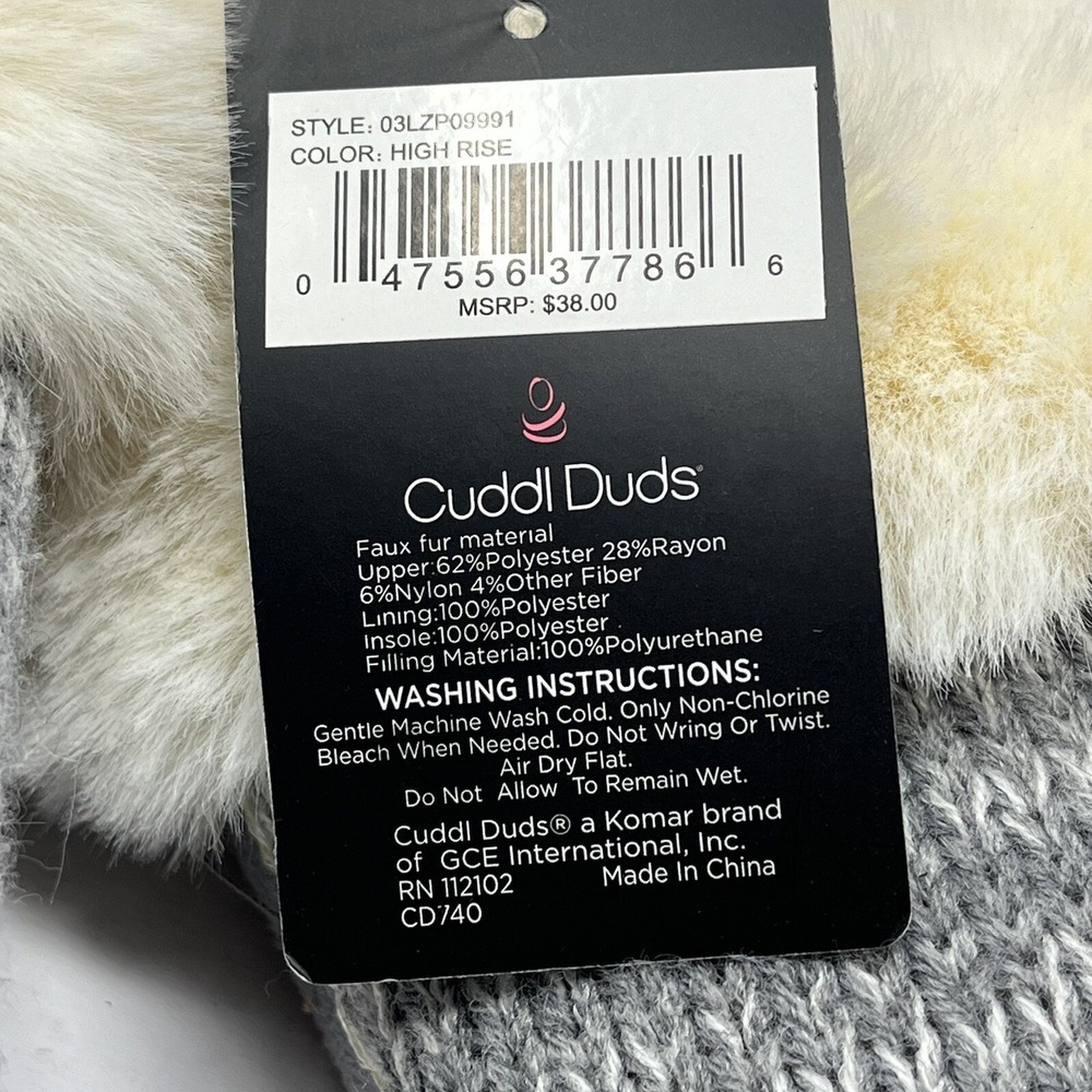 Cuddl Duds Twist Knit Slipper Bootie with Sherpa Lining Size Large 9-10 NEW - Picture 7 of 9